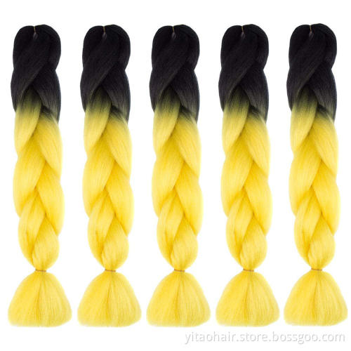 Jumbo Braiding Hair synthetic Ombre Braiding Hair 24 Inch High Temperature Crochet Braids Hair Extensions ombre yellow